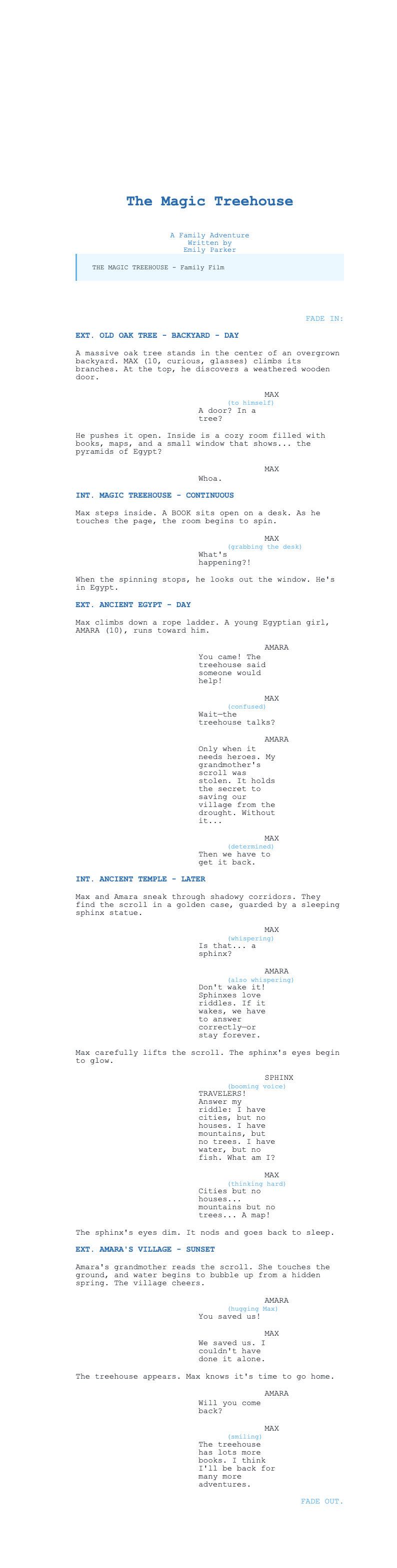 Family Film screenplay